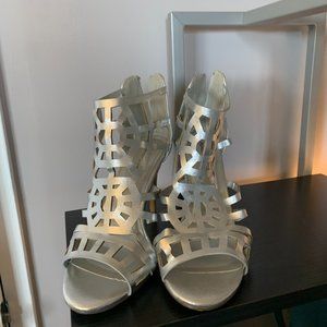 Stylish Silver Cut-Out High Heels